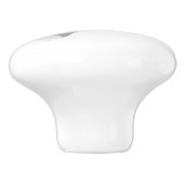 Weiße elektrische Gitarre mit Monogramm Keramikknauf (Seitenansicht)