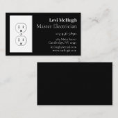 Weiße elektrische Steckdose auf schwarz Visitenkarte (Vorne/Hinten)