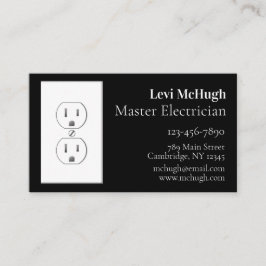 Weiße elektrische Steckdose auf schwarz Visitenkarte