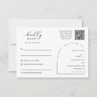 Weiße Elfenbein elegante RSVP-Hochzeitseinlage-Pos RSVP Karte