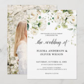 Weiße Elfenbein-Rose Botanische Hochzeit mit Blume Einladung (Vorne/Hinten)