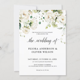 Weiße Elfenbein-Rose Botanische Hochzeit mit Blume Einladung