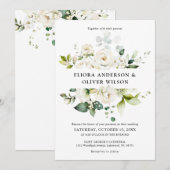 Weiße Elfenbein-Rose Botanische Hochzeit mit Blume Einladung (Vorne/Hinten)