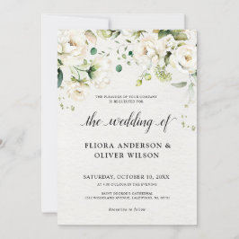 Weiße Elfenbein-Rose Botanische Hochzeit mit Blume Einladung