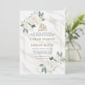 Weiße Elfenbeinblume Rahmen islamische muslimische Einladung (Stehend Vorderseite)