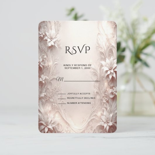 Weiße Elfenbeinblume RSVP Karte (Stehend Vorderseite)