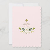 Weiße ElfenbeinBlume Spanische 1. Geburtstagstaufe Einladung (Rückseite)