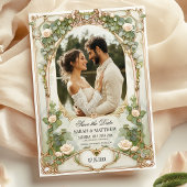 Weiße Elfenbeinblüte und goldenes Foto Save the Da Einladung