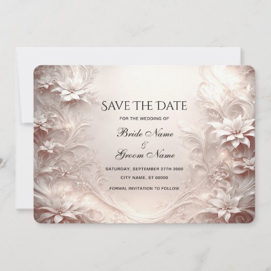 Weiße Elfenbeinblütenkarte Save the Date (Vorderseite)