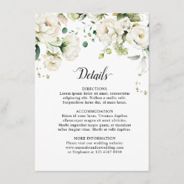 Weiße Elfenbeincreme-Rose Botanische Hochzeit flor Begleitkarte