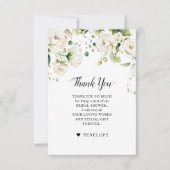 Weiße Elfenbeincreme-Rose Botanische Hochzeit flor Dankeskarte (Vorderseite)