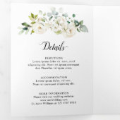 Weiße Elfenbeincreme-Rose Botanische Hochzeit flor Dreifach-gefaltete Programmkarte (Innen Erste Seite)