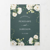 Weiße Elfenbeincreme-Rose Botanische Hochzeit flor Dreifach-gefaltete Programmkarte (Cover)