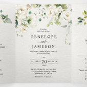 Weiße Elfenbeincreme-Rose Botanische Hochzeit flor Dreifach-gefaltete Programmkarte (Innenseite Mitte)