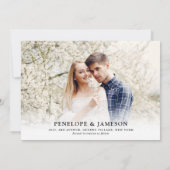 Weiße Elfenbeincreme-Rose Botanische Hochzeit mit  Save The Date (Rückseite)