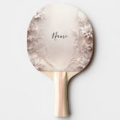 Weiße Elfenbeinfloral Ping Pong Paddle Tischtennis Schläger (Rückseite)