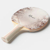 Weiße Elfenbeinfloral Ping Pong Paddle Tischtennis Schläger (Vorderseite)