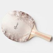 Weiße Elfenbeinfloral Ping Pong Paddle Tischtennis Schläger (Seitenansicht)
