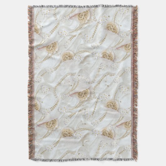 Weiße Elfenbeinseide und Elfenbeinmeisterperlen Decke (Vorderseite Vertikal)