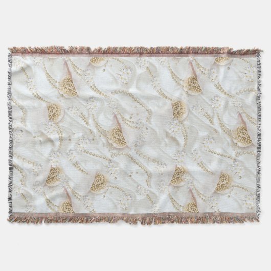 Weiße Elfenbeinseide und Elfenbeinmeisterperlen Decke (Vorderseite)