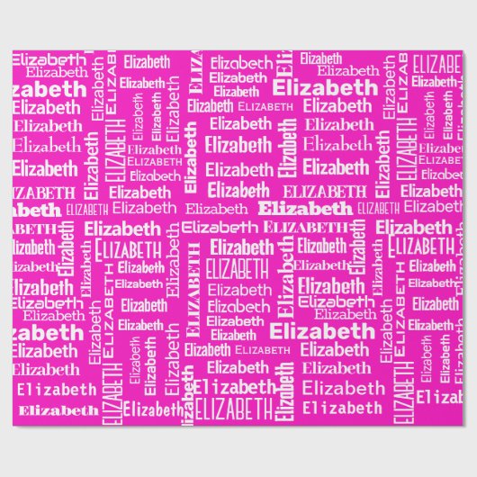 Weiße ELIZABETH-Bezeichnung auf rosa Geschenkpapier (Flach)
