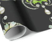 WEISSE ENAMEL BLUME, PEARLS UND DIAMONEN JEWEL GESCHENKPAPIER (Rolleneckpunkt)