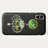 WEISSE ENAMEL-BLUME, PEARLS UND DIAMONEN-MONOGRAMM Case-Mate iPhone HÜLLE (Rückseite (Horizontal))