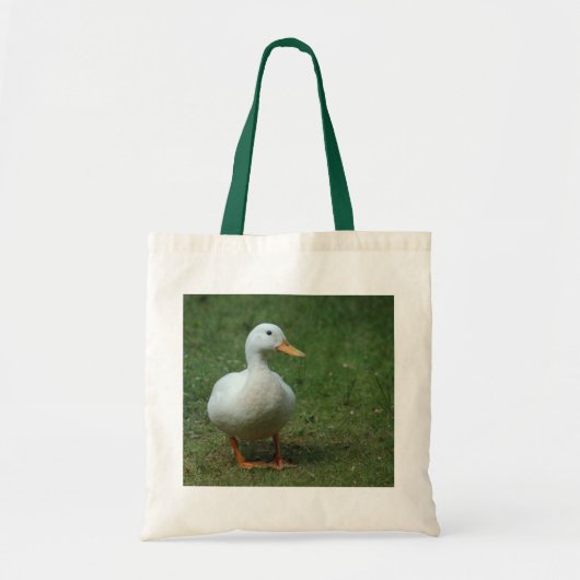 Weiße Ente auf weißer/grüner Tasche (Vorne)