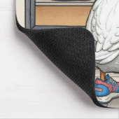 Weiße Ente beim Schuhkauf Mousepad (Ecke)