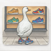 Weiße Ente beim Schuhkauf Mousepad (Vorne)