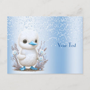 Weiße Ente Blaue Floral-Postkarte Postkarte