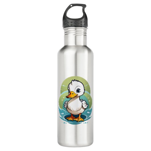 weiße Ente Edelstahlflasche (Vorderseite)