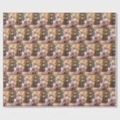 Weiße Ente in rosa Pelzmatte Geschenkpapier (Flach)