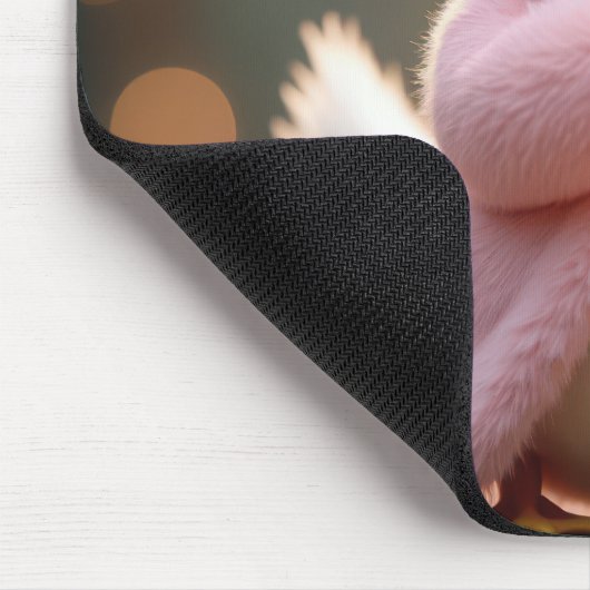 Weiße Ente in rosa Pelzmatte Mousepad (Ecke)