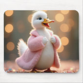 Weiße Ente in rosa Pelzmatte Mousepad (Vorne)