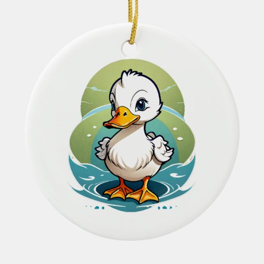 weiße Ente Keramik Ornament (Vorne)