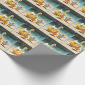 Weiße Ente mit Ducklings am Strand Geschenkpapier (Ecke)
