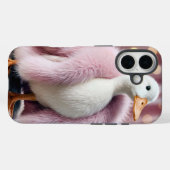 Weiße Ente mit rosa Pelzmatte Case-Mate iPhone Hülle (Rückseite (Horizontal))