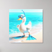 Weiße Ente mit Tauchgetrieben Leinwanddruck (Vorderseite)