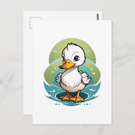 weiße Ente Postkarte (Vorne/Hinten)