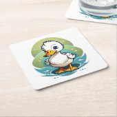 weiße Ente Rechteckiger Pappuntersetzer (angewinkelt)