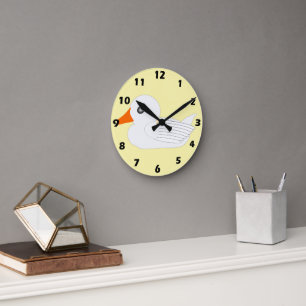 Weiße Enten Design Runde Wanduhr