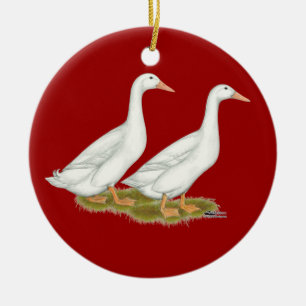 Weiße Enten Keramik Ornament