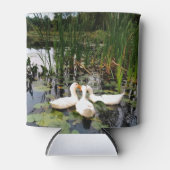 Weiße Enten, Lilienpads, Fesseln, Seeufer Dosenkühler (Vorderseite)