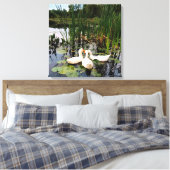 Weiße Enten, Lilienpads, Fesseln, Seeufer Leinwanddruck (Insitu (Schlafzimmer))