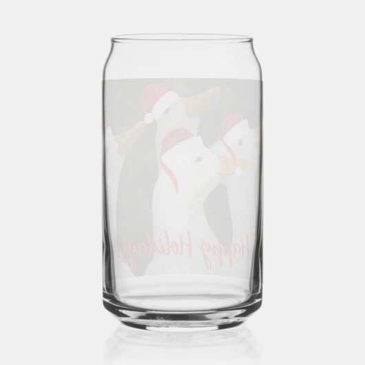 Weiße Enten mit roten Weihnachtsmannmützen Urlaub Dosenglas (Rückseite)