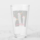 Weiße Enten mit roten Weihnachtsmannmützen Urlaub Glas (Rückseite)