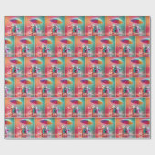 Weiße Enten wandern im Regen Geschenkpapier (Flach)