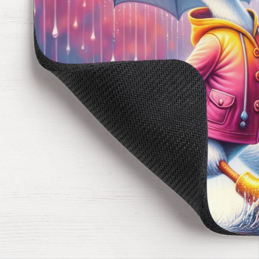 Weiße Enten wandern im Regen Mousepad (Ecke)