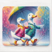 Weiße Enten wandern im Regen Mousepad (Vorne)